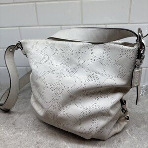 Coach Cream Perforated Butter Soft Leather Crossbody Purse. Like New!